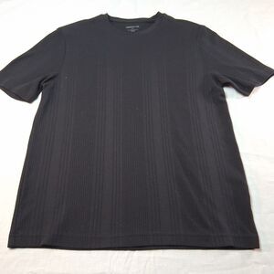 Claiborne Textured Ribbed Black Crew Neck T-Shirt Medium Short Sleeve